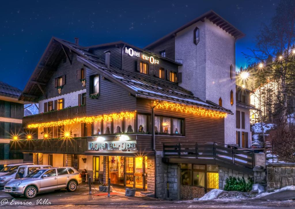 Hotel Europa at Night in Madonna di Campiglio