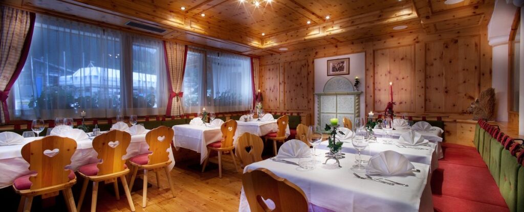 The Dining Room at Hotel Campiglio Bellavista in Madonna di Campiglio